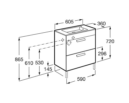 Тумба под раковину Roca Debba 60 ZRU9302707 подвесная Венге