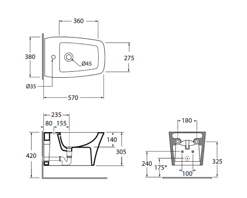 Биде Azzurra Hera HEBKS000000MBI*1 подвесное Белое