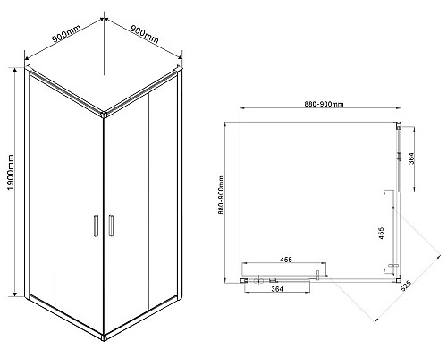 Душевой уголок Vincea Garda VSS-1G900CLB 90x90 профиль Черный стекло прозрачное