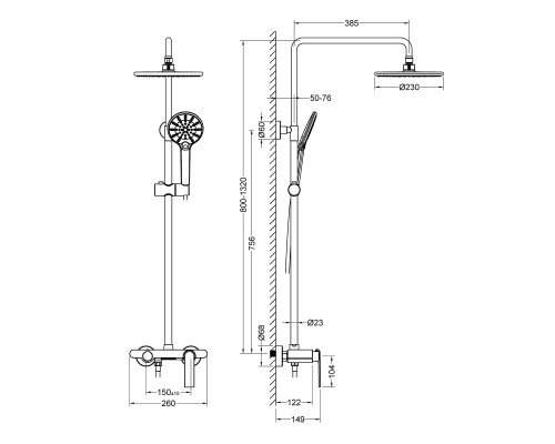 Душевая система Timo Anni SX-2710/03 Черный