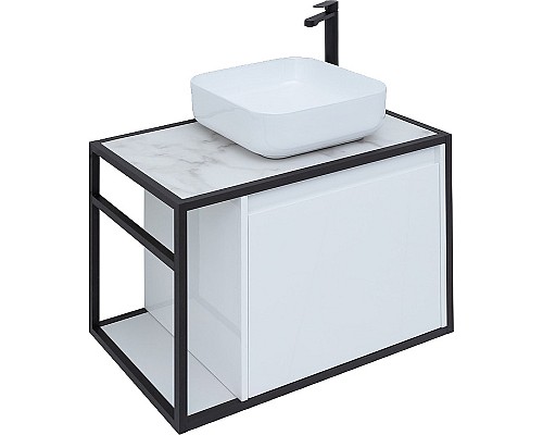 Тумба под раковину Aquanet Nova Lite Loft 75R 261649 подвесная Белый глянец