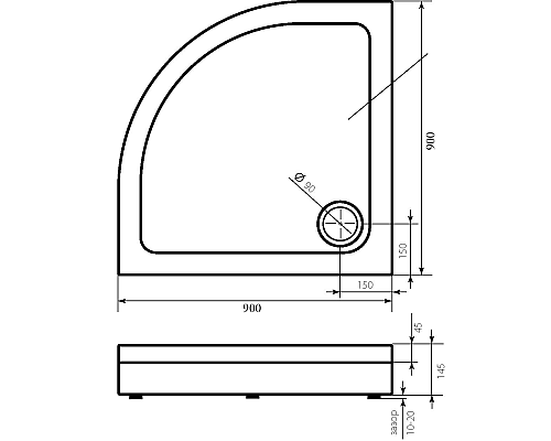 Акриловый поддон для душа Bas Раунд 90х90 ПН00067 Белый