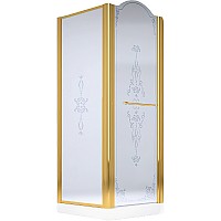 Душевой уголок Migliore Diadema 90x90 R 22684 профиль Золото стекло матовое с декором