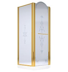 Душевой уголок Migliore Diadema 90x90 R 22684 профиль Золото стекло матовое с декором