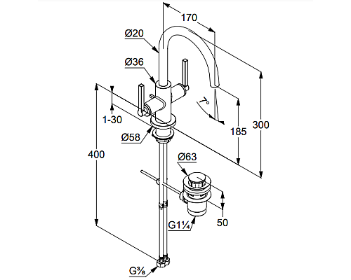Смеситель для раковины Kludi Nova Fonte 201180515 Хром