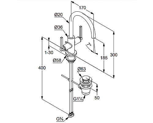 Смеситель для раковины Kludi Nova Fonte 201180515 Хром