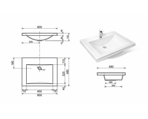 Тумба с раковиной Эстет Monaco 60 ФР-00002264 Белая