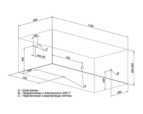 Акриловая ванна Aquanet Bright 180х80 233143