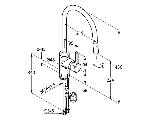 Однорычажный смеситель для кухни Kludi Bingo Star 428520578