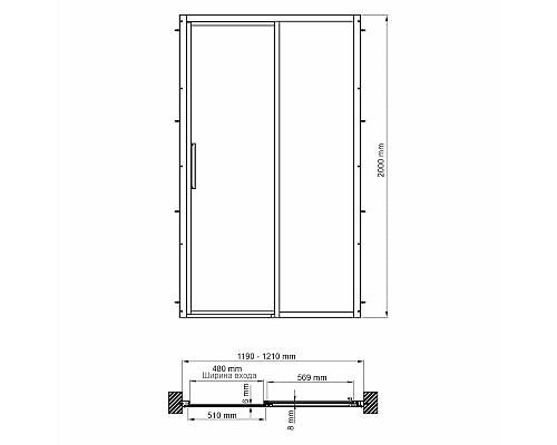 Душевая дверь WasserKRAFT Lopau 120 32S05R профиль Хром стекло прозрачное