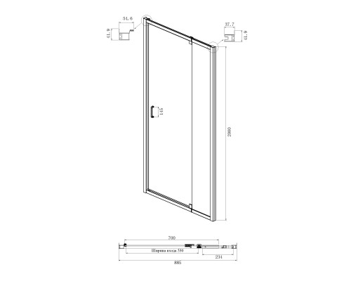 Душевой уголок Ambassador Elysium 90x80 111021103KX-80KX профиль Хром стекло прозрачное
