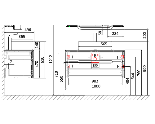 Тумба под раковину Jorno Bosko 100 Bos.01.100/P/W подвесная Белая