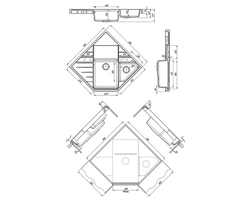 Кухонная мойка Florentina Бомбей-900 20.375.J0900.102 Черная