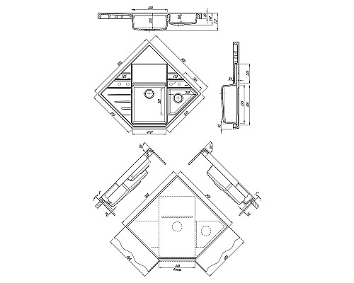 Кухонная мойка Florentina Бомбей-900 20.375.J0900.102 Черная