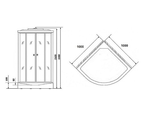 Душевая кабина Niagara Eco 100x100 NG-4502-14BLACK без гидромассажа