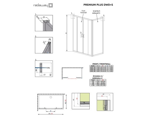 Душевая дверь Radaway Premium Plus DWD 180 профиль Хром стекло прозрачное