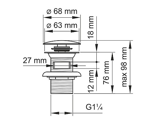 Донный клапан Push-up WasserKRAFT A046