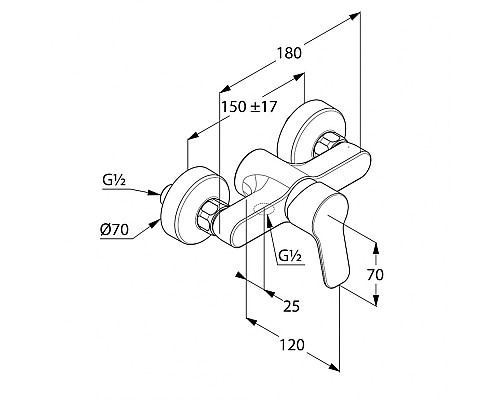 Однорычажный смеситель для душа Kludi Pure&Easy 378410565