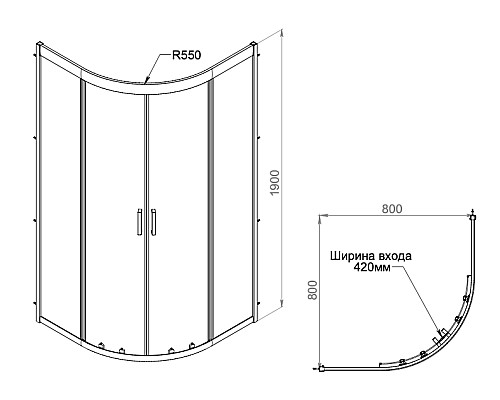 Стекла для душевого ограждения AM.PM Gem W90G-401-080WT 800 мм