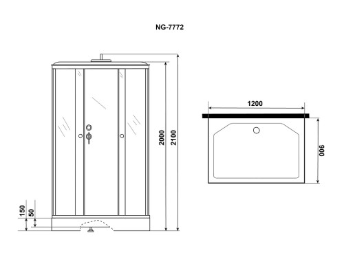 Душевая кабина Niagara Lux 120x90 NG-7772QG без гидромассажа