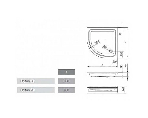 Акриловый поддон для душа Kolpa San Ocean 90х90 563060 Белый
