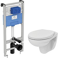 Комплект унитаза с инсталляцией Ideal Standard Eurovit Prosys K881201PT15 с сиденьем Микролифт без клавиши смыва