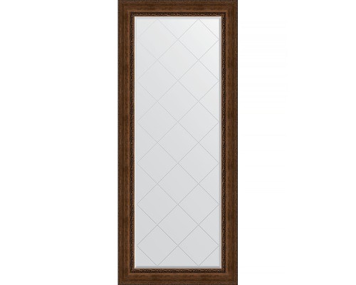 Зеркало Evoform Exclusive-G Floor 207х87 с гравировкой в багетной раме - Состаренная бронза с орнаментом 120 мм
