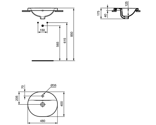 Раковина Ideal Standard Connect 48 E503801 Euro White
