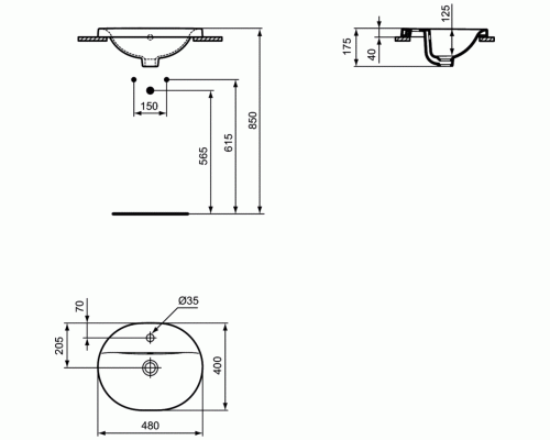 Раковина Ideal Standard Connect 48 E503801 Euro White