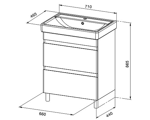 Тумба с раковиной Orange Topline-Lyon 70 TLNF70+RA Белый глянец