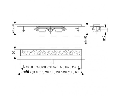 Душевой лоток AlcaPlast Low 550 с решеткой нержавеющая сталь матовая