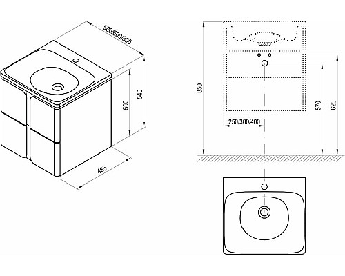 Тумба под раковину Ravak SD Balance 60 X000001367 подвесная Белая Графит