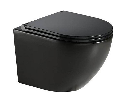 Унитаз CeramaLux 2197MB подвесной Черный матовый с сиденьем Микролифт
