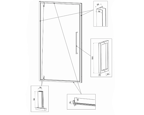 Душевая дверь Veconi Vianno VN-33B 80 VN33B-80-01-C7 Черный матовый