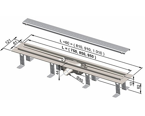 Душевой лоток Alcaplast Simple AG100201950 (APZ9-950M) с решеткой Хром