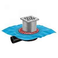 Трап BERGES ZENTRUM Antik 100х100 матовый хром выпуск D50 H65 боковой