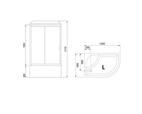 Душевая кабина Royal Bath ВК 120x80 с гидромассажем задние стенки Белые
