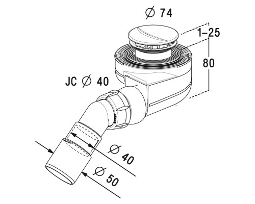 Сифон для душевого поддона Radaway Turboflow TB50P Хром