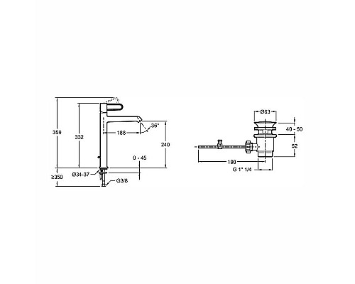 Смеситель для раковины Jacob Delafon Odeon Rive Gauche E21030-00-CP Хром Белый