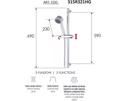 Душевой гарнитур Remer 315R321HG Хром