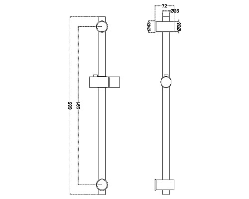 Душевая штанга Melana Tondo F610106 Сатин
