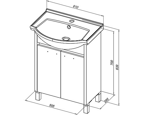 Тумба под раковину Aquanet Донна 60 273996 Белый дуб Белая
