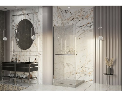 Душевая перегородка Ambassador Walk-in 100х200 профиль Хром стекло прозрачное