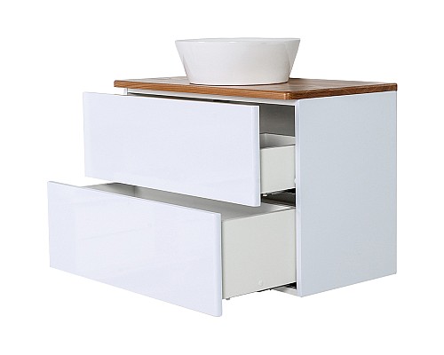 Тумба с раковиной Orange Otto 75 Ot-75TuWOOD+B08-360W подвесная Белая Ясень