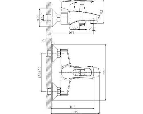 Смеситель для ванны Rossinka T T40-31