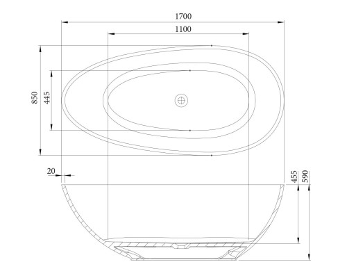 Отдельностоящая ванна из камня C-bath Demetra 170x85