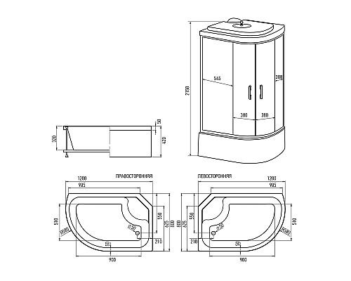 Душевая кабина Erlit Comfort 120х80 ER3512TPR-C3-RUS без гидромассажа