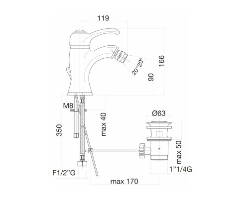 Смеситель для биде Fiore Jafar 47CR5321 Хром