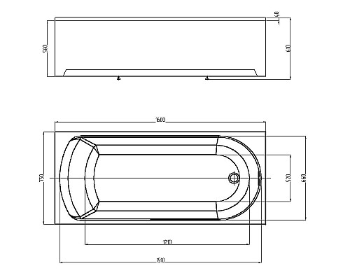Акриловая ванна Aquatek Eco-friendly Ника 160x75 NIK160-0000001