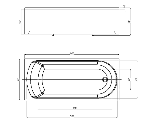 Акриловая ванна Aquatek Eco-friendly Ника 160x75 NIK160-0000001